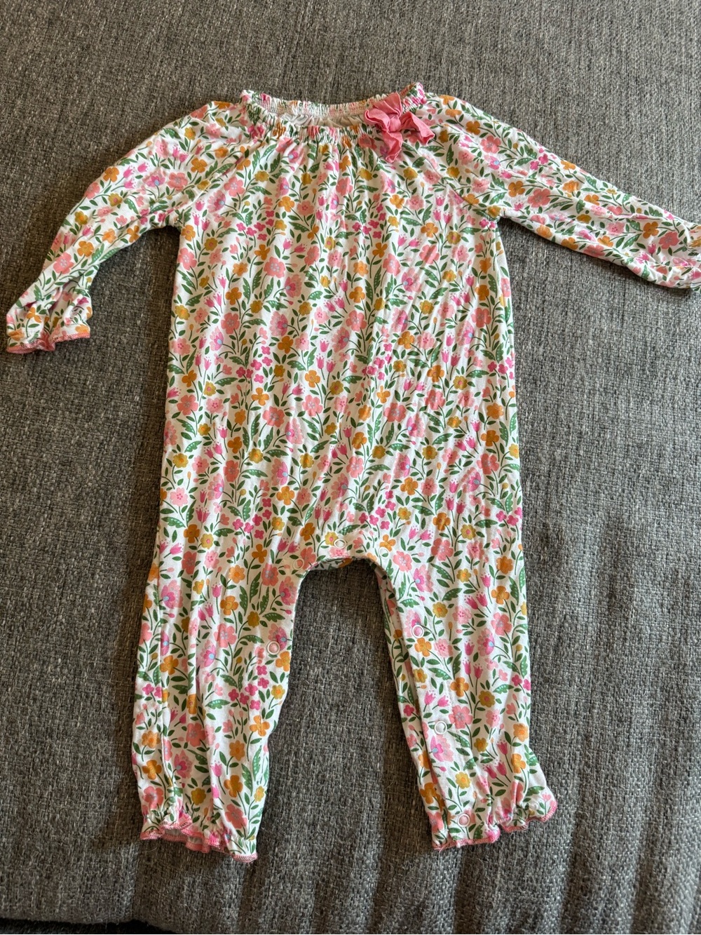 Mud Pie Floral Long Sleeve Snap Romper 6-9M